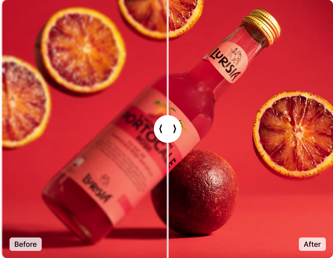 Before and after upsizing an image to 4K resolution with ImgGen's AI upscaler